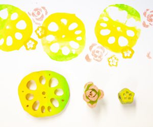 野菜スタンプでお花の絵