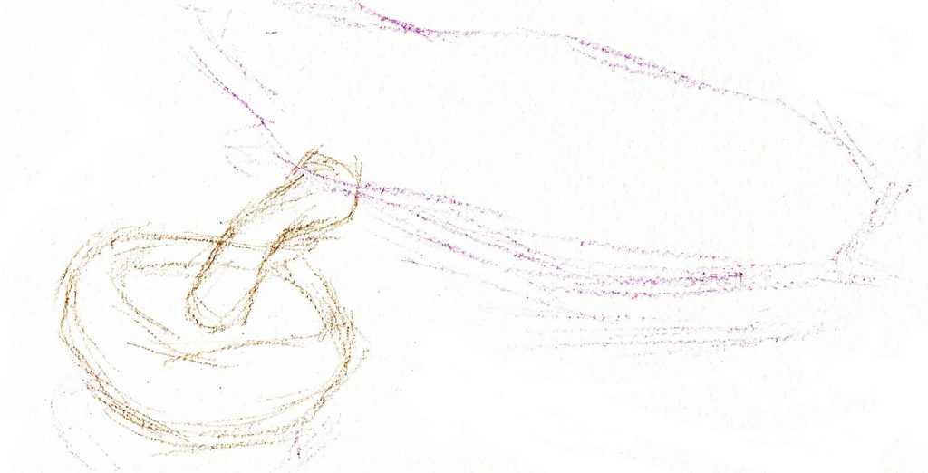 メイキング　下書き　さつまいも・しいたけの描き方（水彩色鉛筆）