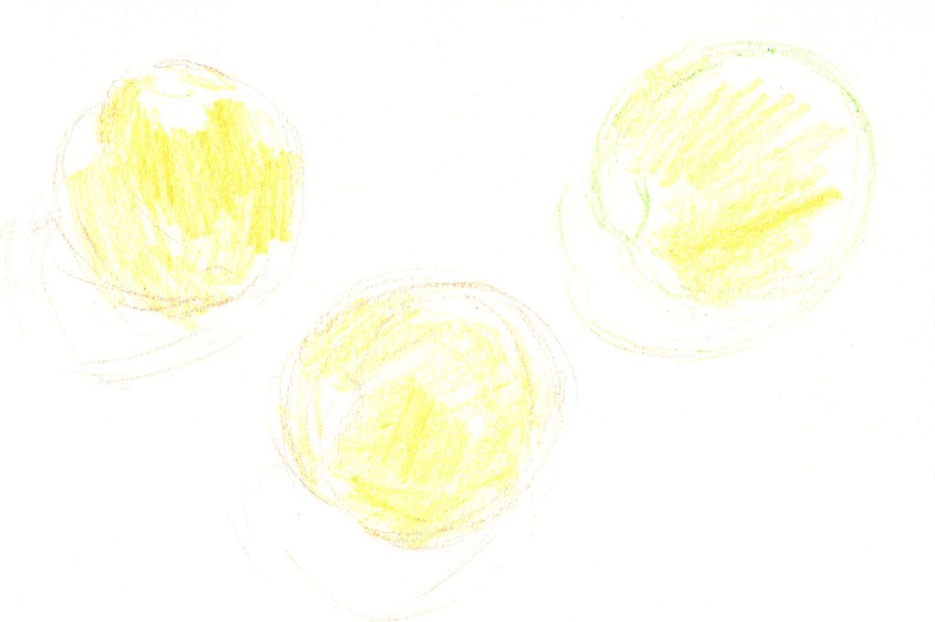 水彩色鉛筆で「すもも」の絵の書き方（手順2：黄色から塗る）