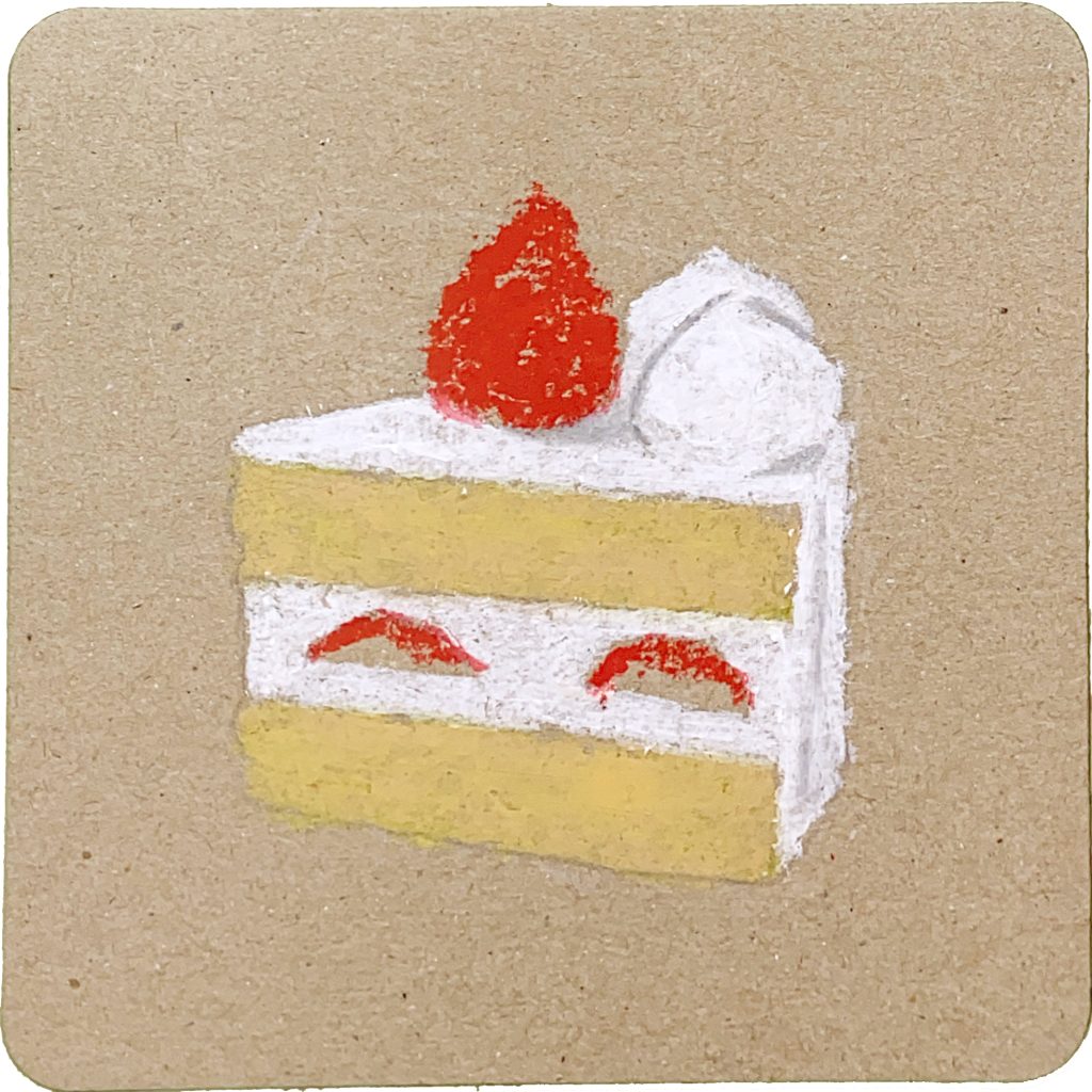 クレヨンで「ショートケーキ」の絵の描き方 いちごを塗る