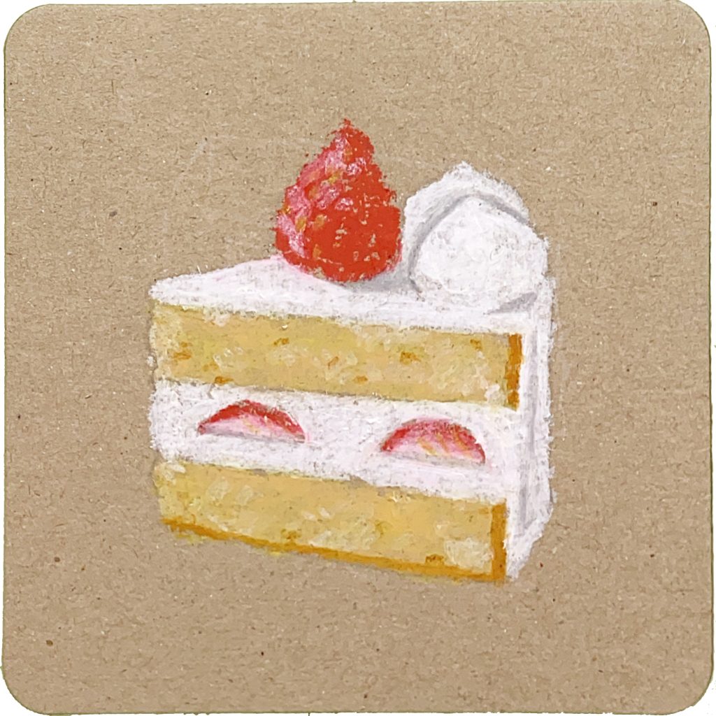 クレヨンで「ショートケーキ」の絵の描き方