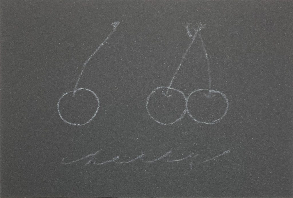 クレヨンアート「さくらんぼ」線画を転写した