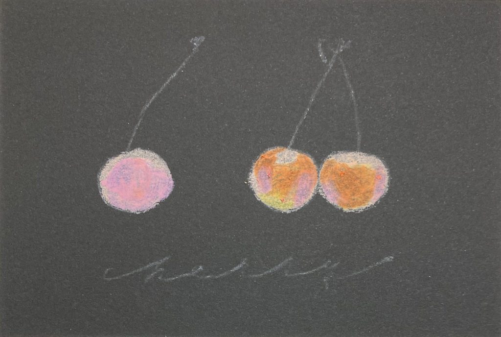 クレヨンアート「さくらんぼ」下塗り2