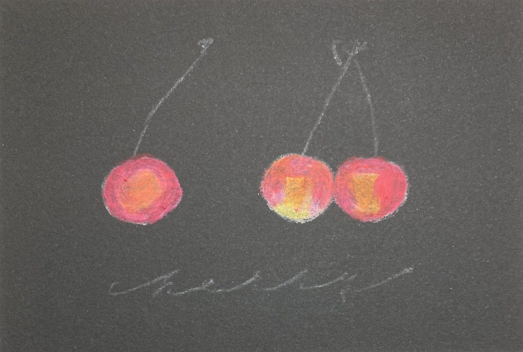 クレヨンアート「さくらんぼ」下塗り3