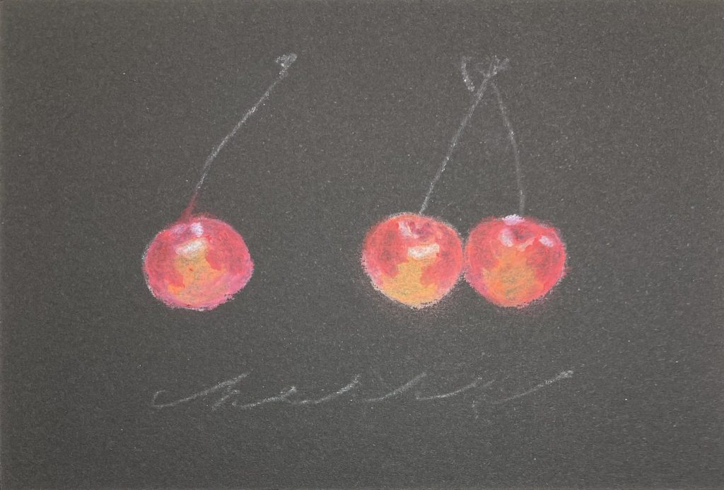 クレヨンアート「さくらんぼ」ハイライト