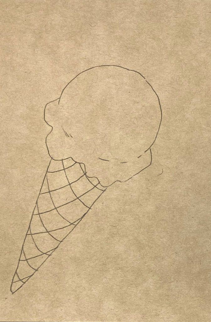 クレヨンアート「アイス」線画を転写したところ