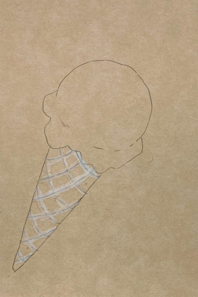 クレヨンアート「アイス」ワッフルコーンの描き方①