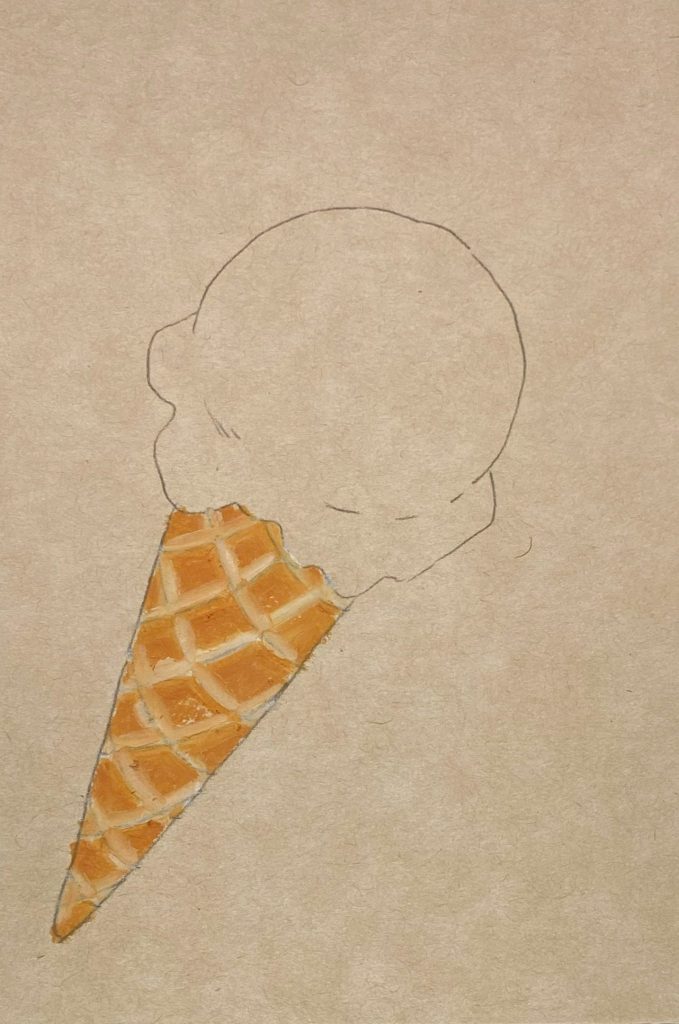 クレヨンアート「アイス」ワッフルコーンの描き方③