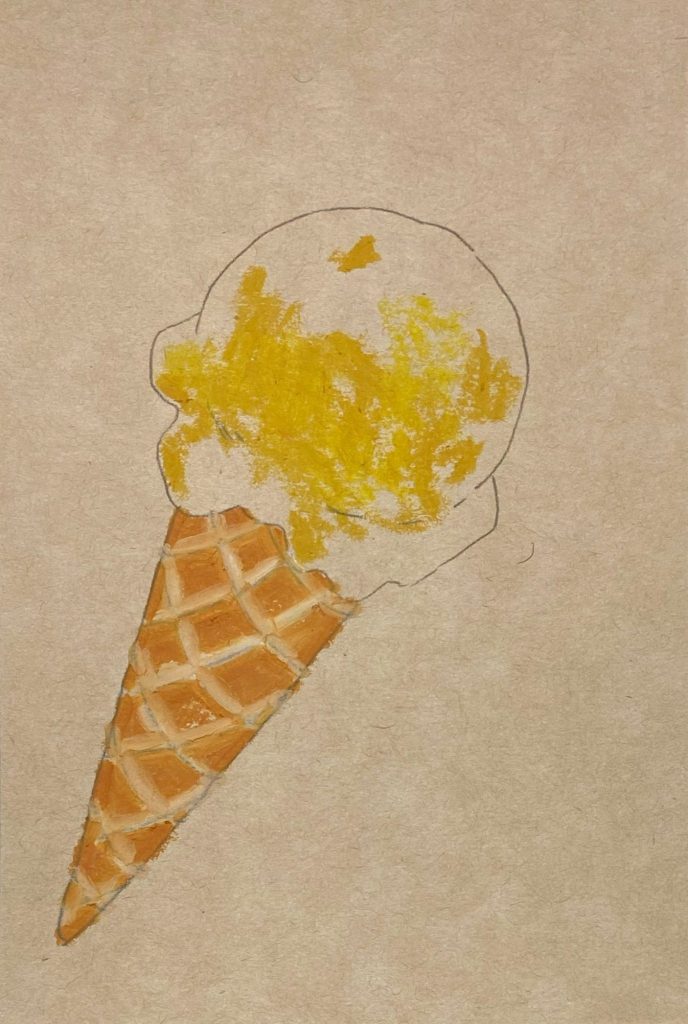 クレヨンアート「アイス」クッキークリームの描き方①