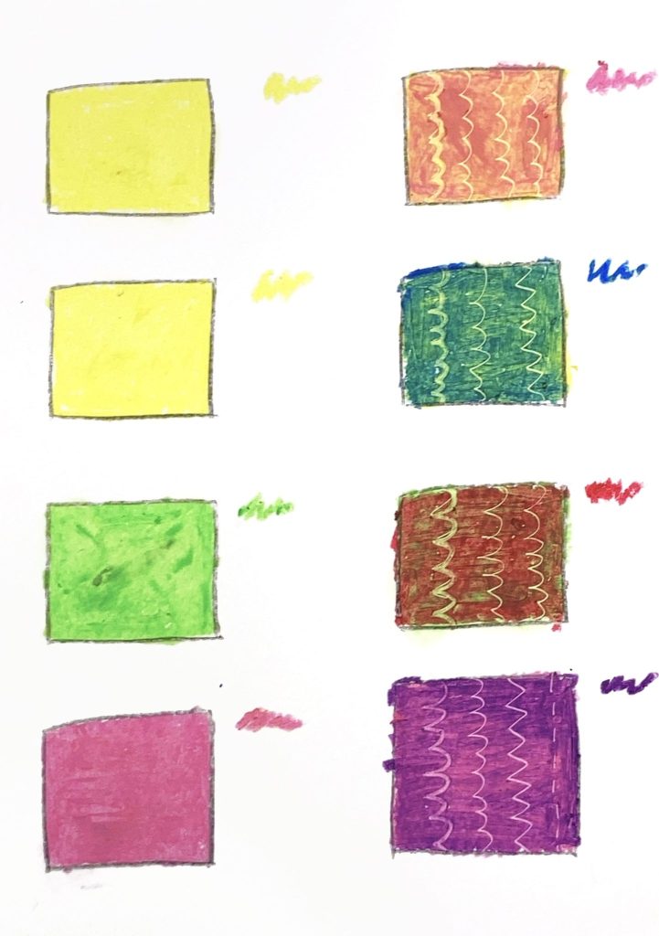 クレヨンで辰年の年賀状　色見本