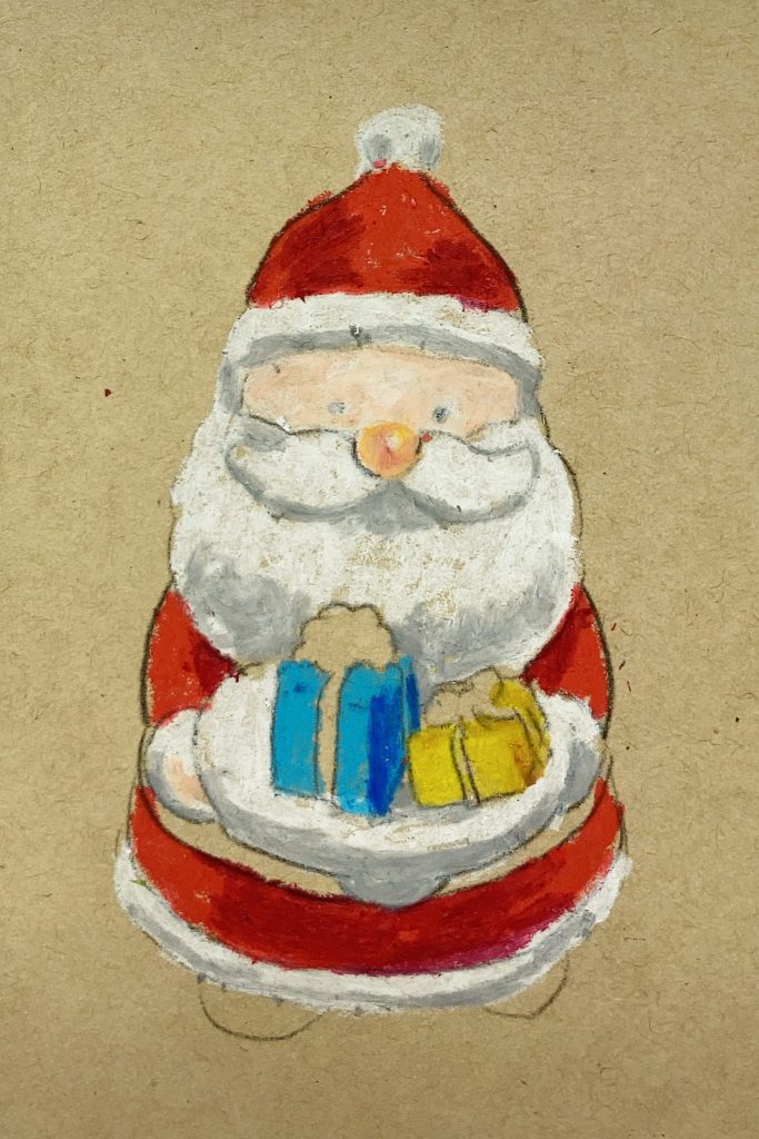 クレヨンアート「サンタさんの絵を描こう」の描き方③服の影