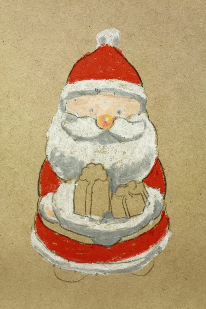クレヨンアート「サンタさんの絵を描こう」の描き方③服