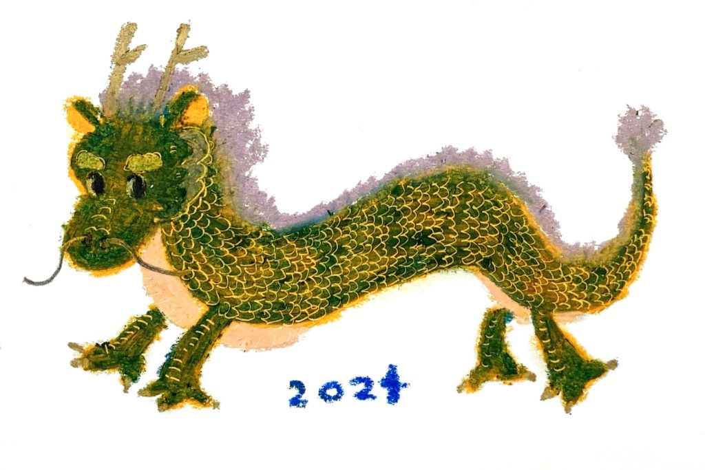 クレヨンで辰年の年賀状