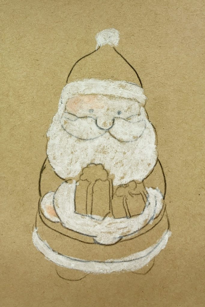 クレヨンアート「サンタさんの絵を描こう」の描き方①下地