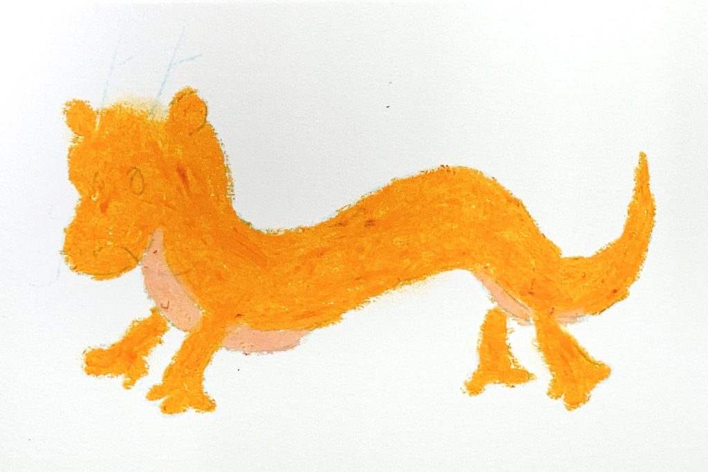 クレヨンで辰年の年賀状　下塗り