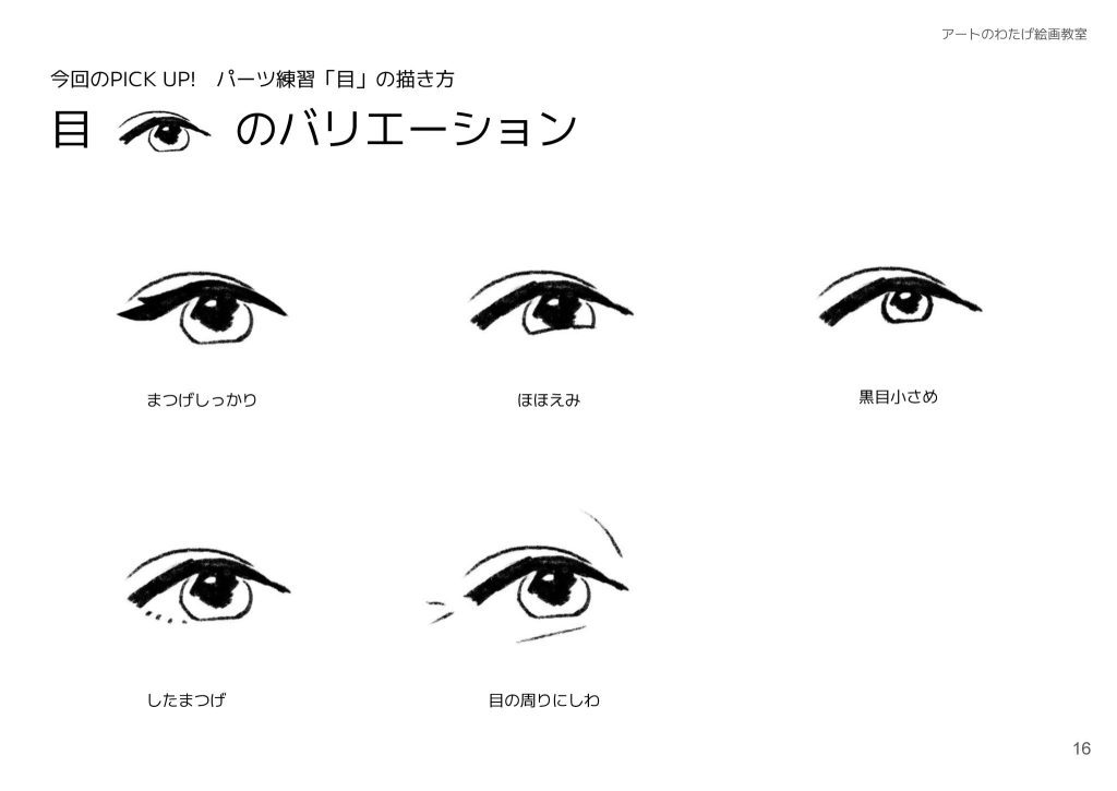 目 のバリエーション図解